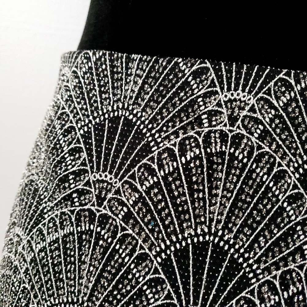 H&M black and silver shimmer sparkle retro skirt size Small glam New Years party - Picture 4 of 8